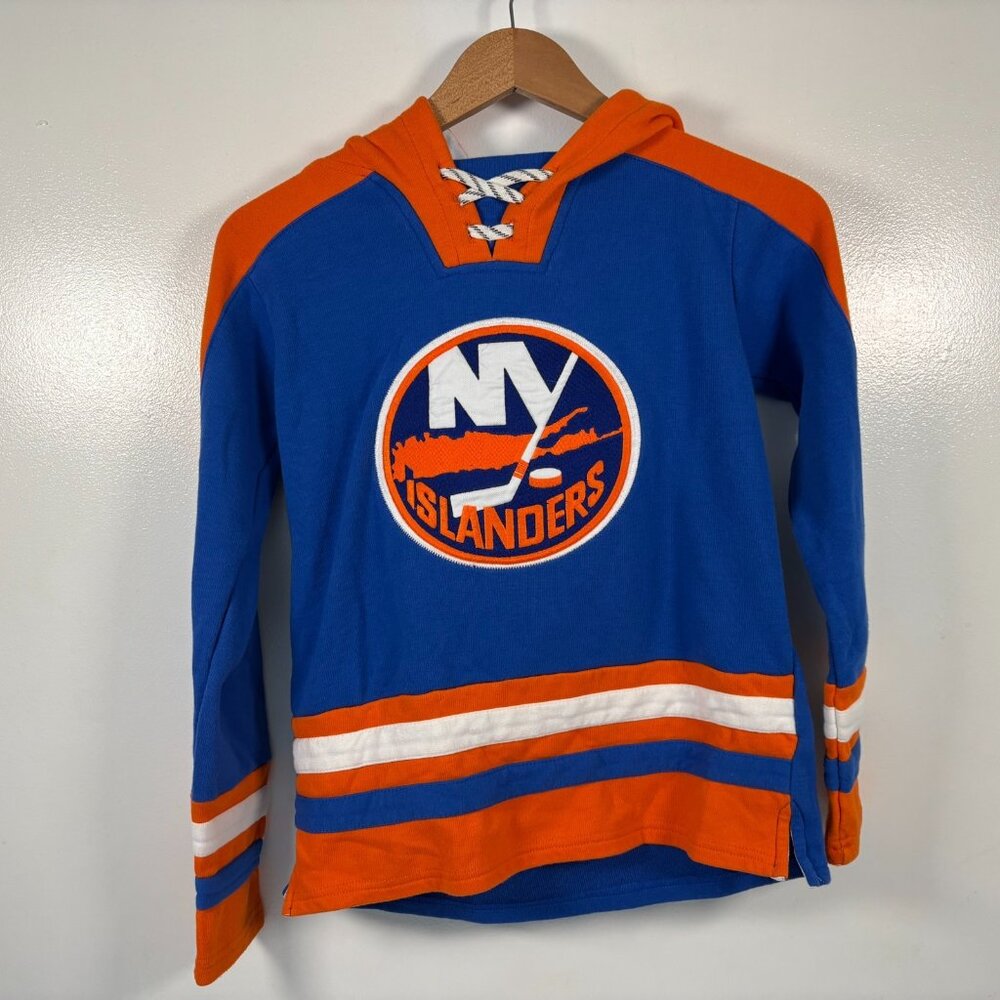 New York Islanders Lacer Hoodie Sweatshirt Youth M Blue NHL Hockey Embroidered